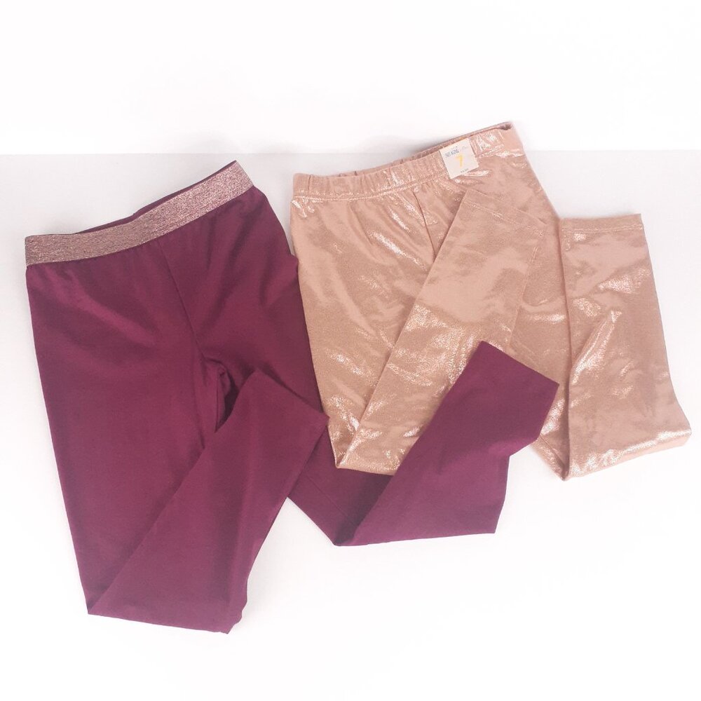 Girls Shimmer Leggings 2 pack Magenta Haze  Elastic Waistband